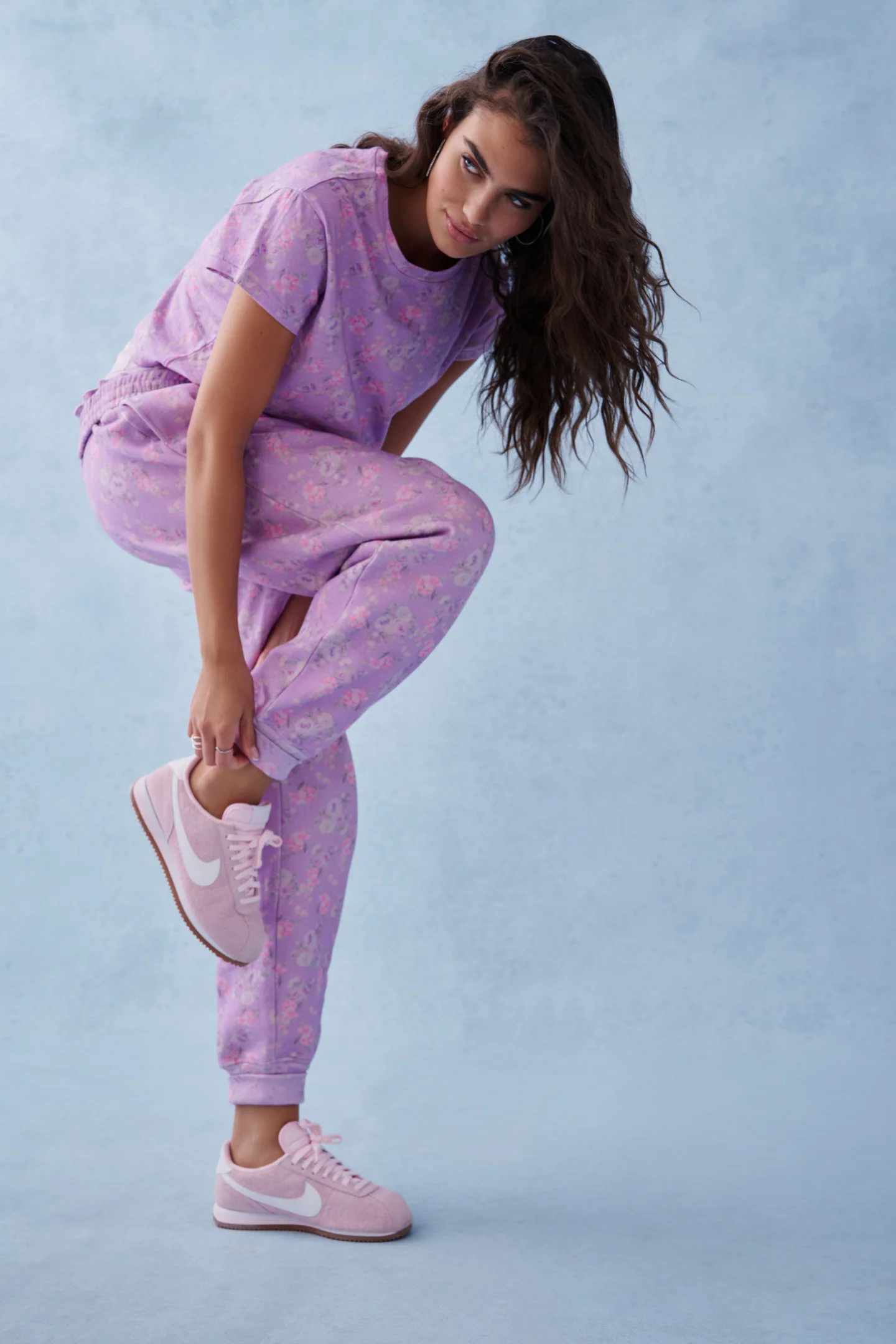 Lolana Floral Cotton Sweatpants - HIBISCUS - Mymoui