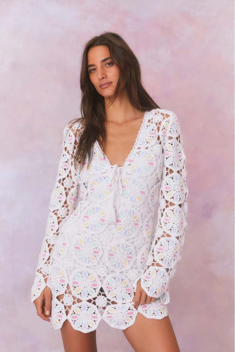 Poemes Multi Colored Crochet Mini Dress - Mymoui