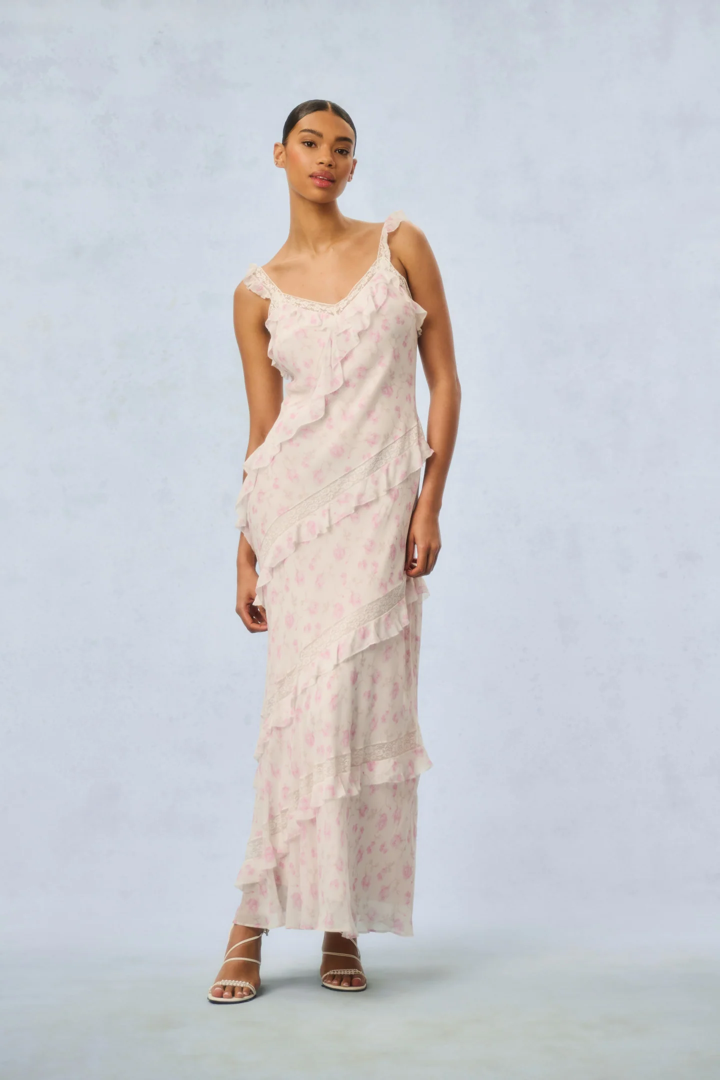 Radiance Fragrance Print Maxi Dress - STERLING DUSK - Mymoui