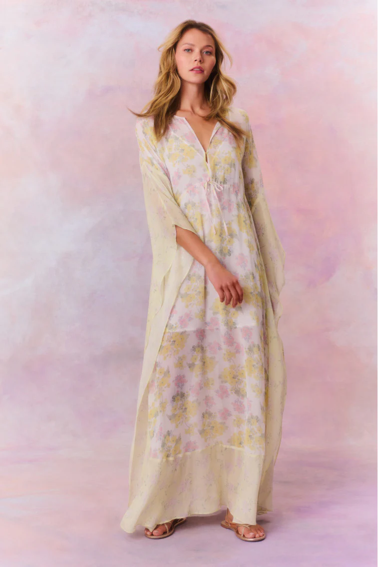 Lupine Chiffon Mixed Print Kaftan - Mymoui